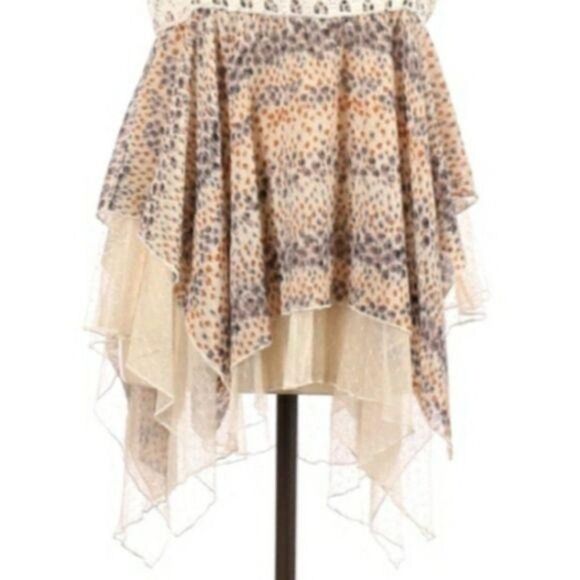 Hazel Boho Lace Crochet Spaghetti Strap Flowy Tiered Sharkbite‎ Tunic Top Sz L - Picture 5 of 10